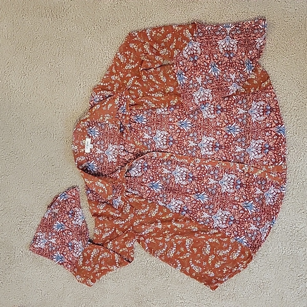 Flowy Floral Boho Collar Shirt Umgee Small